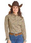 Rock and Roll Ladies Tan Paisley Snap - RWN2S06923