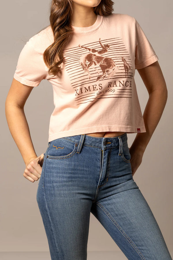 Kimes Ranch Ladies "Randy Bareback" Short Sleeve Tee - Peach - BarebackPeach