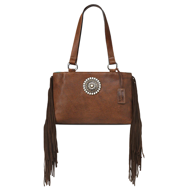 Ariat Ladies Brown Betsy Fringe & Concho Satchel Bag - A770020702