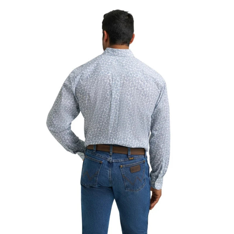 Wrangler Men's Paisley Graphic White & Blue Button Down Shirt - 112367706