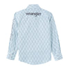 Wrangler Boy's Western Logo Aqua & Grey Snap Shirt 112346230