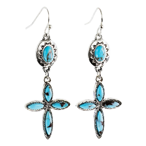 Justin Ladies Pendant With Stone Cross Earrings - 26103EJ1