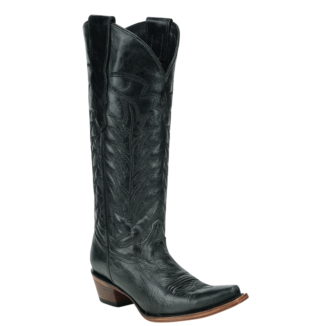 Circle G Ladies Black Embroidery Tall Top Western Boot-L8077