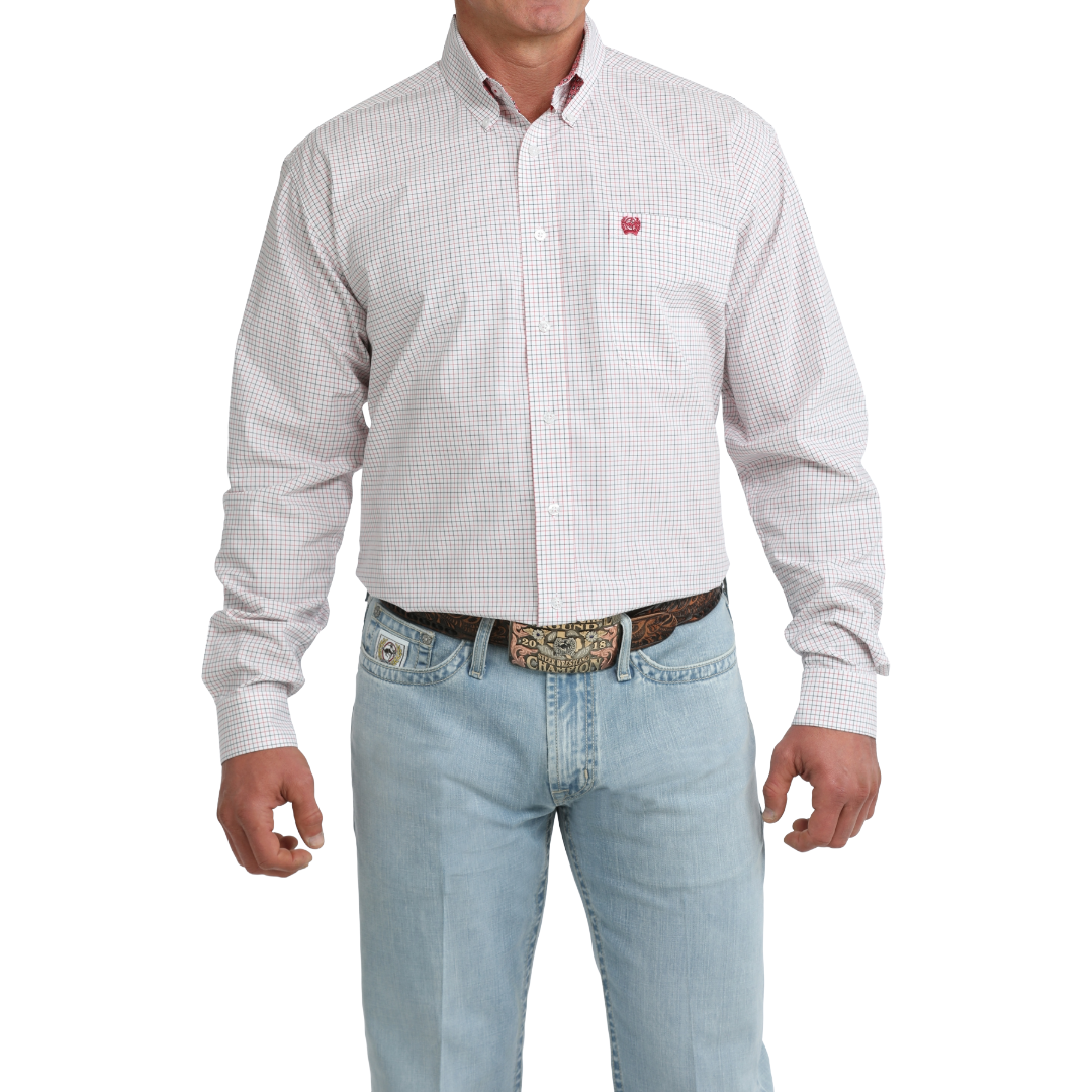 Cinch Men's White Checkered Plaid Button Down Shirt - MTW1106099/MTW106099X