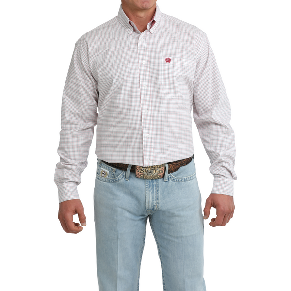 Cinch Men's White Checkered Plaid Button Down Shirt - MTW1106099/MTW106099X