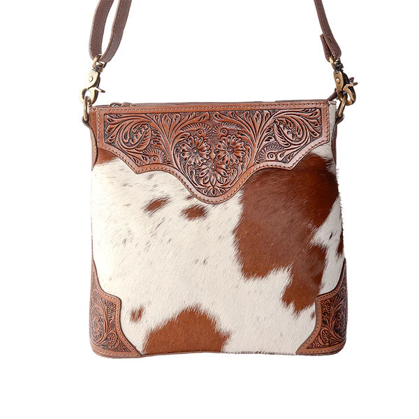 Myra Bag Glorious Rangelands Crossbody Bag In Brown And White - S-11872