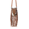 Myra Bag Dusk & Dust Fringe Leather Bag in Hairon Brown & White - S-12935