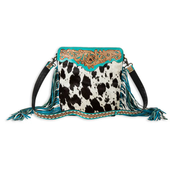 Myra Pony Trail Fringed Hand-Tooled Bag - S-8017