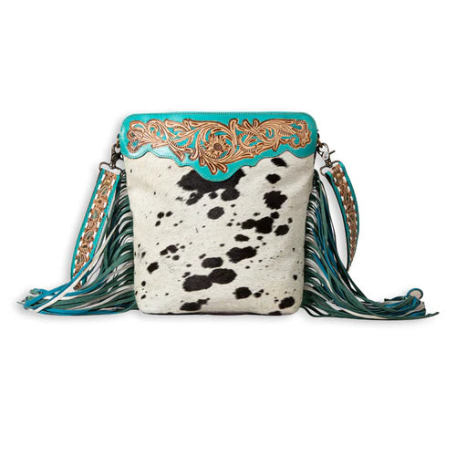 Myra Pony Trail Fringed Hand-Tooled Bag - S-8017