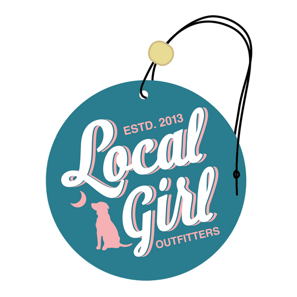 Local Girl Dusty Teal Stacked Script Black Ice Air Freshener-L5210081