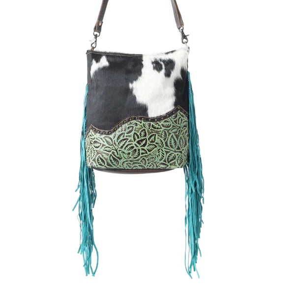 Myra Tassles of ocean Leather & Hairon Bag - S-4704