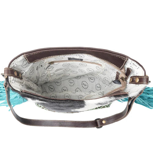 Myra Tassles of ocean Leather & Hairon Bag - S-4704