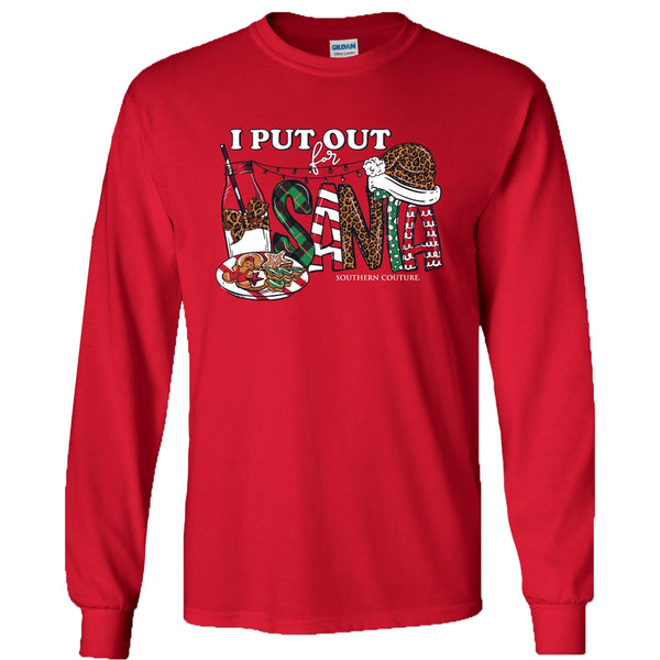 Couture Tee Company I Put Out For Santa Long Sleeve Red SC1171RDLS