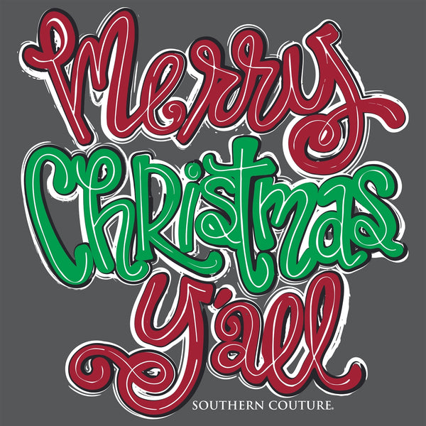 Couture Tee Company Merry Christmas Ya'll Graphite Gray SC1198GHL