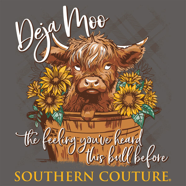 Couture Tee Company Classic Deja Moo T-Shirt - Charcoal - SC1226CH