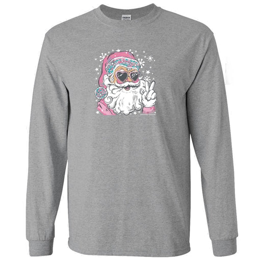 Couture Tee Company Soft Disco Santa Front Print on LS - Sport Grey - SC1452SPGLS