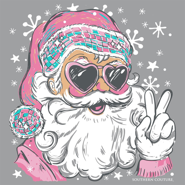 Couture Tee Company Soft Disco Santa Front Print on LS - Sport Grey - SC1452SPGLS
