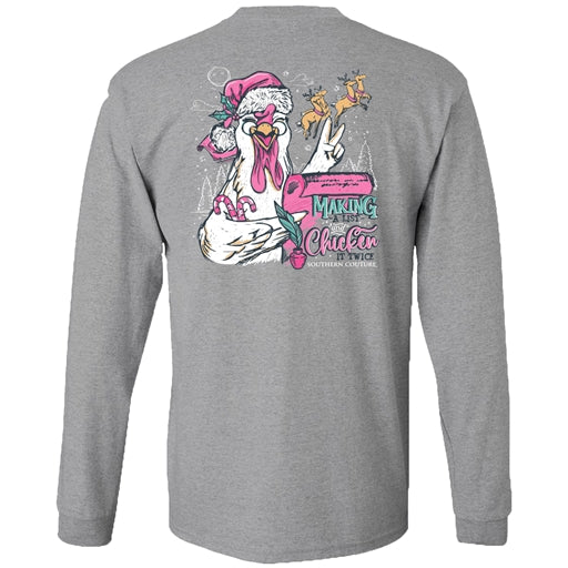 Couture Tee Company Classic Makin A List Chicken on LS - Sport Grey - SC1458SPGLS