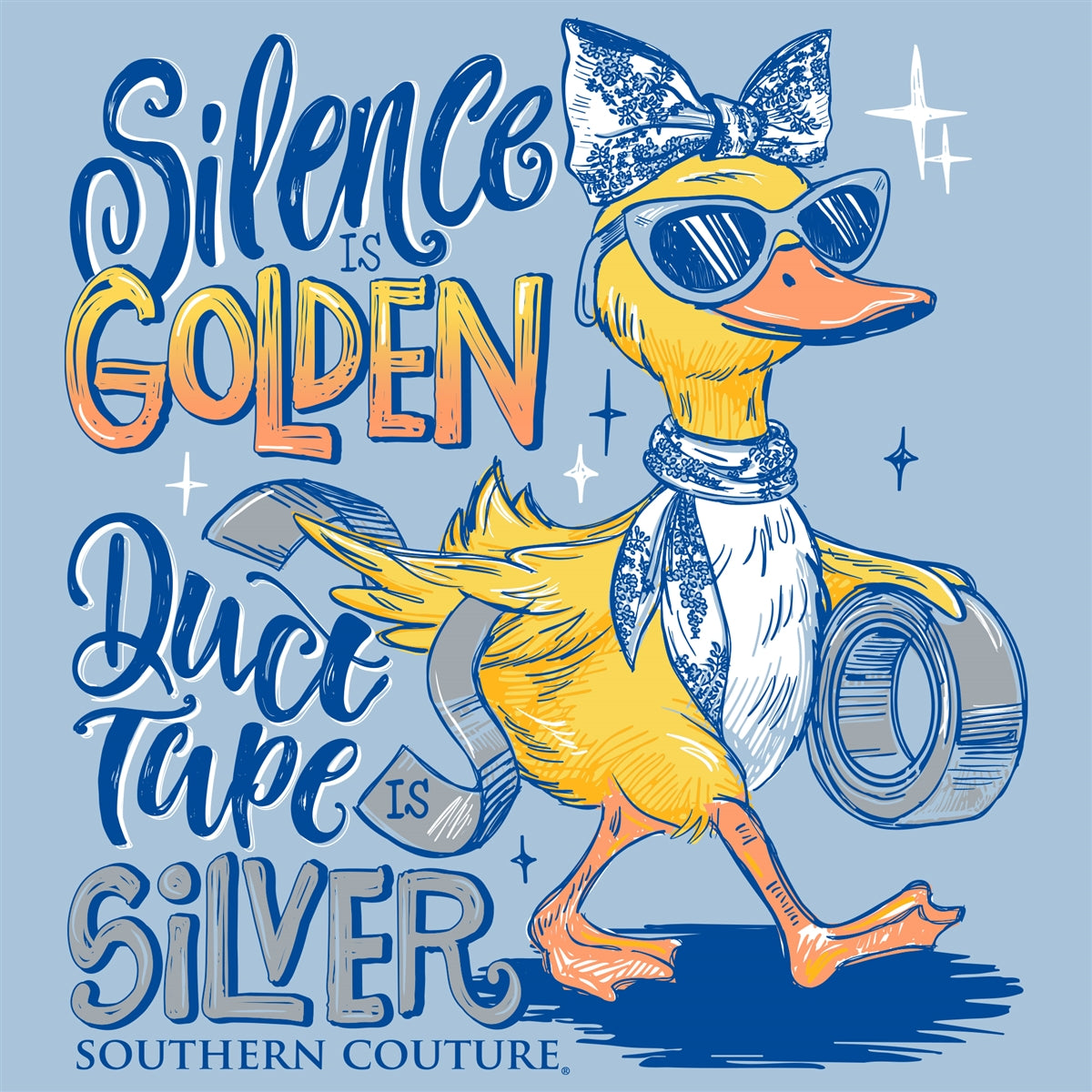 Couture Tee Company Classic Silence Is Golden - Light Blue - SC1493LTB