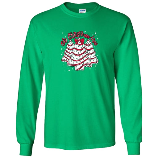Couture Tee Company Soft Oh Christmas Tree Front Print on LS - Irish Green - SC1506IGLS