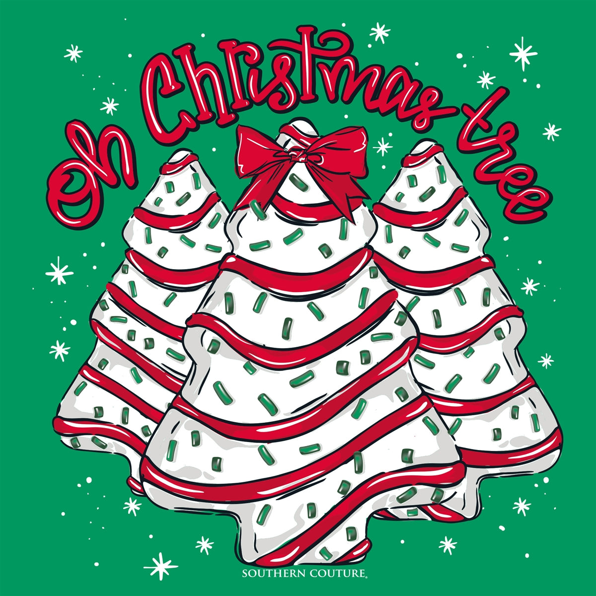 Couture Tee Company Soft Oh Christmas Tree Front Print on LS - Irish Green - SC1506IGLS
