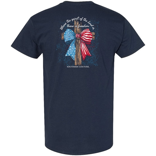 Couture Tee Company Classic American Bow Cross - Navy- SC1533NY