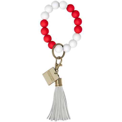 Couture Tee Company Silicone Beaded Bracelet Key Chain-Red/White - SCASB18