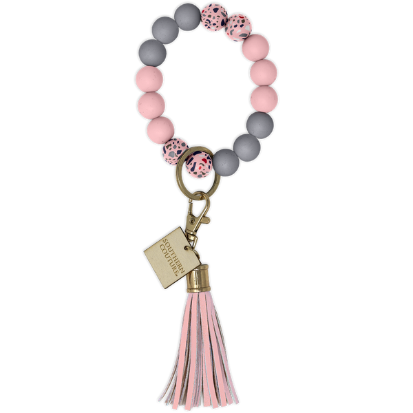 Couture Tee Company Silicone Beaded Bracelet Key Chain - Pink Vibes Only SCASB4