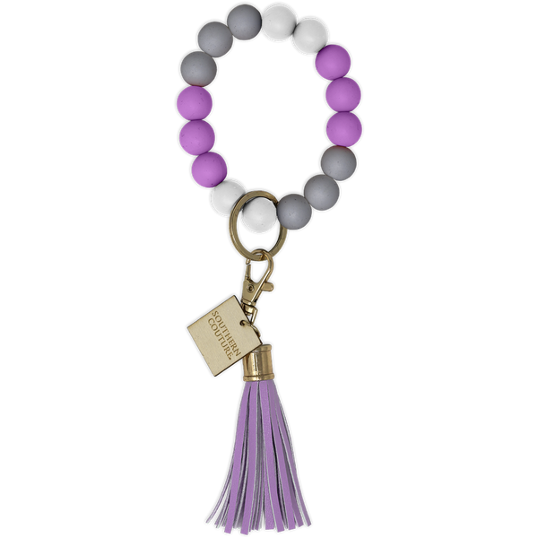 Couture Tee Company Silicone Beaded Bracelet Key Chain - Purple SCASB7