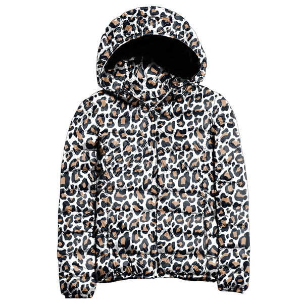 Couture Tee Company SC Packable Lightweight Puffer Jacket-White Leopard SCPJ83