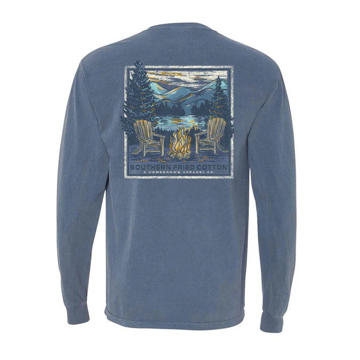 Southern Fried Cotton Long Sleeve Mountain Bonfire - Blue Jean - SFM32216