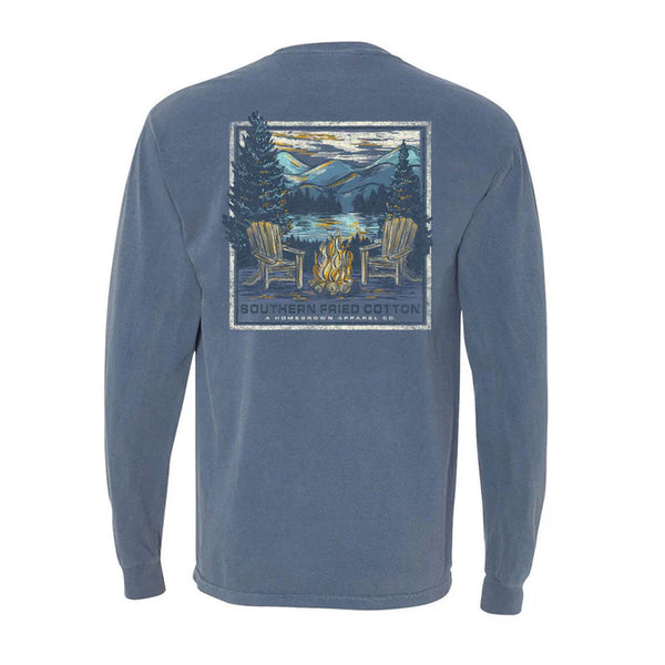 Southern Fried Cotton Long Sleeve Mountain Bonfire - Blue Jean - SFM32216