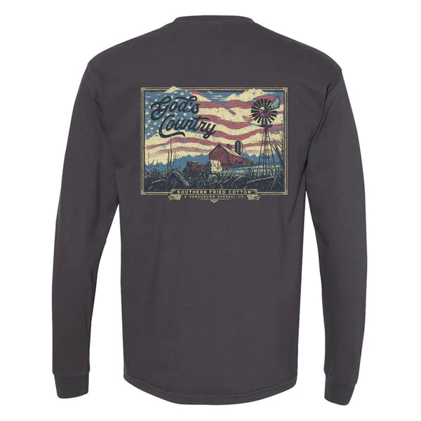 Southern Fried Cotton Long Sleeve God's Country - Graphite - SFM32222