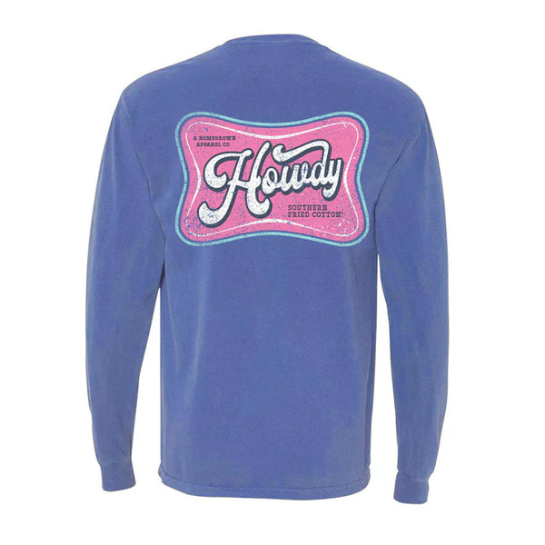 Southern Fried Cotton Long Sleeve Howdy - Flo Blue - SFM32237
