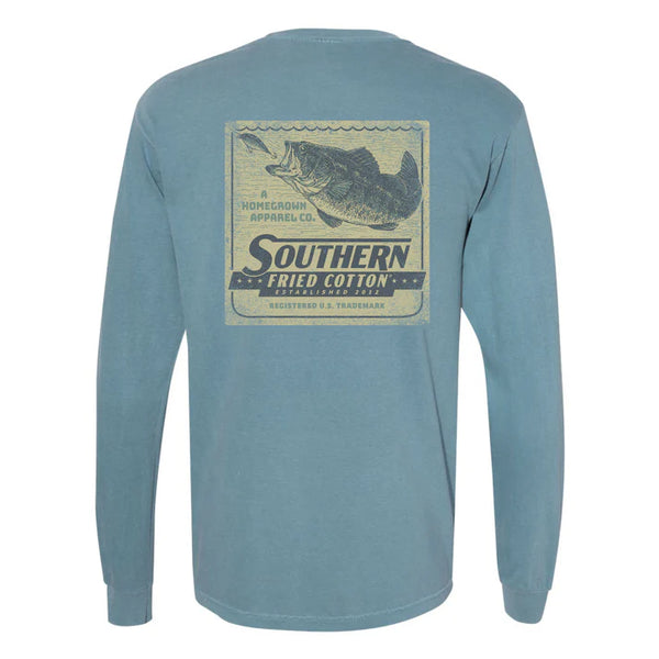 Southern Fried Cotton Long Sleeve Old School Bass - Ice Blue - SFM32242