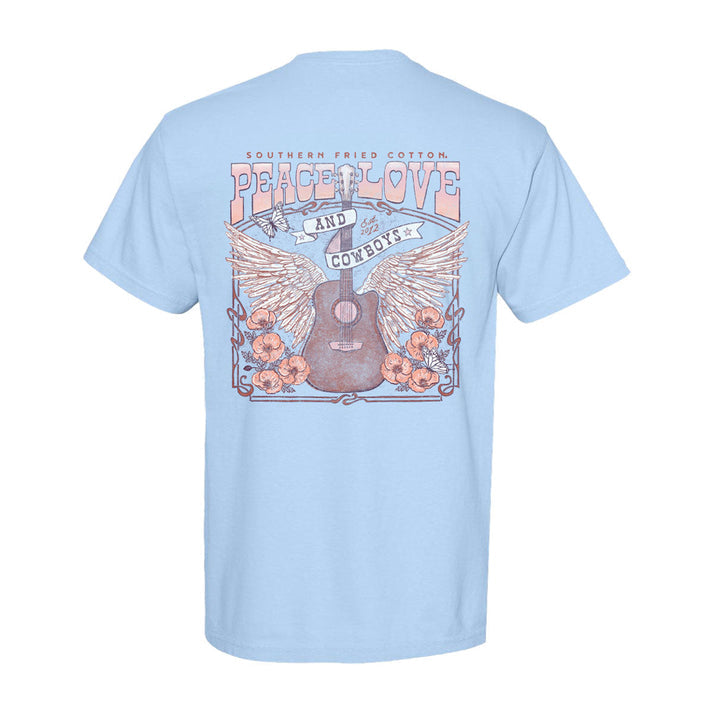 Southern Fried Cotton Hydrangea Peace Love and Cowboys TShirt-SFM12297