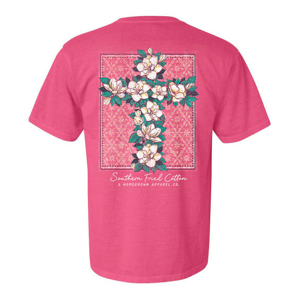 Southern Fried Cotton Crunchberry Magnolia Cross TShirt-SFM12299