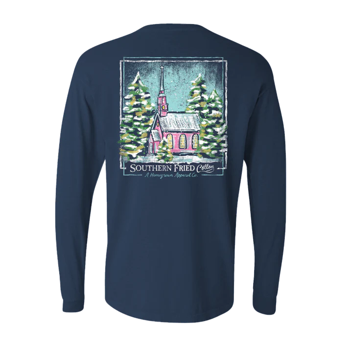 Southern Fried Cotton Long Sleeve Winter Country Church - China Blue - SFM32206