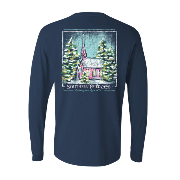 Southern Fried Cotton Long Sleeve Winter Country Church - China Blue - SFM32206