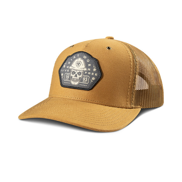 Ariat Work Skull Patch Tan 5 Panel Ball Cap - A290001308