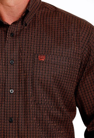 Cinch Men's Red Print Button Down Shirt MTW1105609