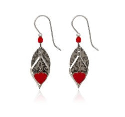 Silver Forest Heart Earrings -NE-1388A