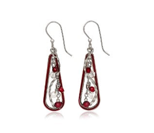 Red Silver Forest Earrings- NE-1693