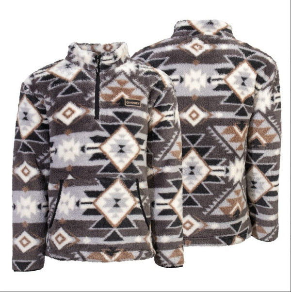 Hooey Men's Grey Fleece Pullover with Aztec Pattern Allover HFP008GYAZ