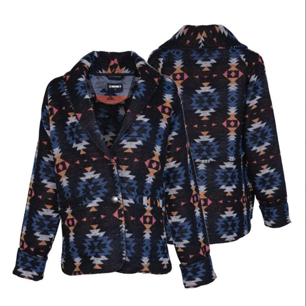 Hooey Ladies Black/Aztec Cardigan HJ121BKAZ