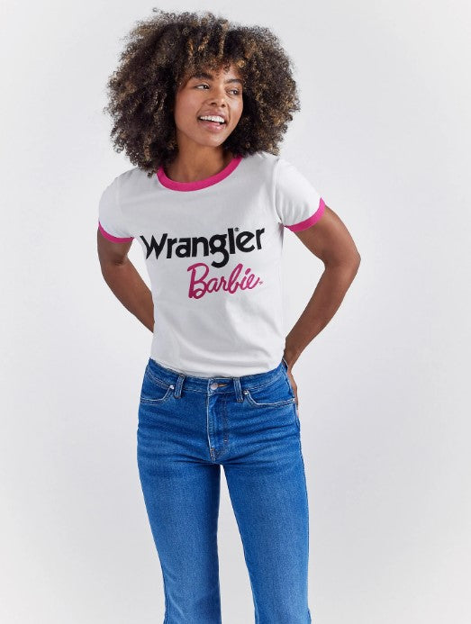 Wrangler Ladies Barbie Logo Slim Ringer Tee 112344847