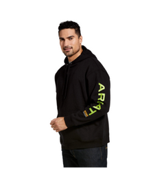 Ariat MENS REBAR GRAPHIC GRAPHIC HOODIE BLACK AND LIME-10032993