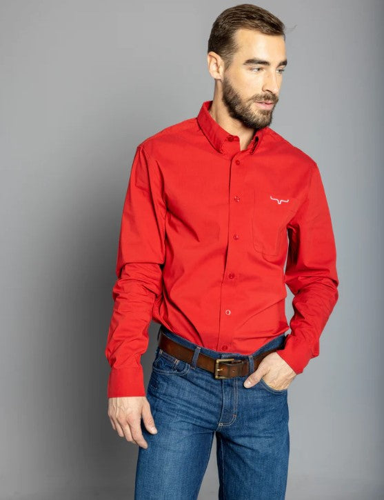 Kimes Ranch Men's Team Red Dress Shirt