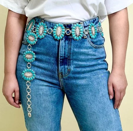 Silver and Turquoise Belt - B91244STQ