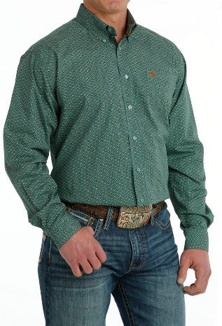 Cinch Men's Green Pattern Button Up Shirt MTW1105703